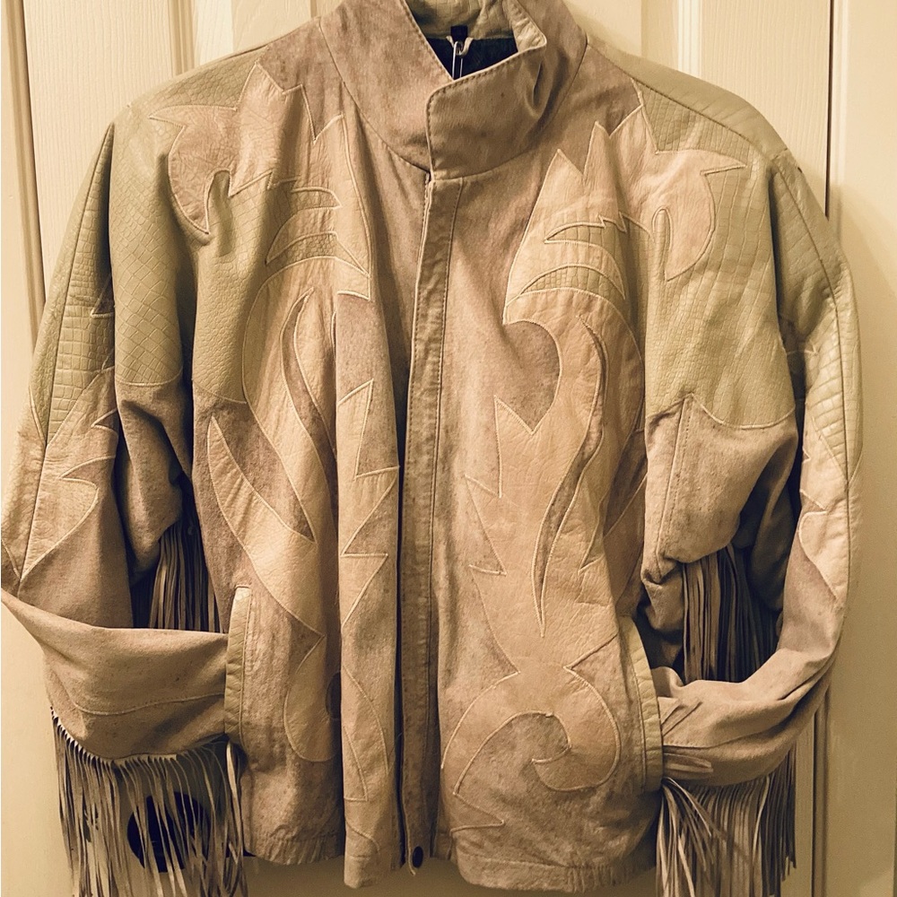 80’s Suede and Leather Appliqué Fringe Jacket - Picture 9 of 15
